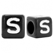 Acrylic letter beads letter S Black