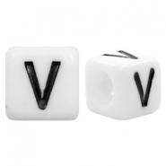Acrylic letter beads letter V White