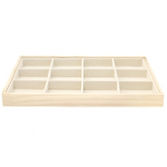 Jewellery display 12 compartments Natural-Linen White