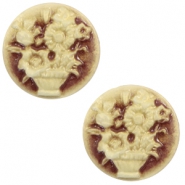 Basic cabochon cameo 20mm bouquet Brown-Antique Gold