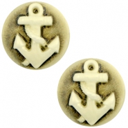 Basic cabochon cameo 20mm anchor Black-Antique Gold