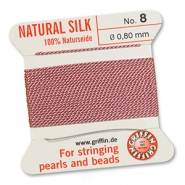 Griffin bead cord natural silk &Oslash;0.8mm Dark Pink