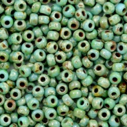 Miyuki seed beads 8/0 Opaque Picasso Turquoise Blue 8-4514
