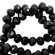 Top faceted beads 3x2mm disc Jet Black-Pearl Shine Coating