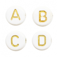 Acrylic letter beads mix Off White-Gold