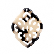 Resin pendants rhombus baroque Cream Black