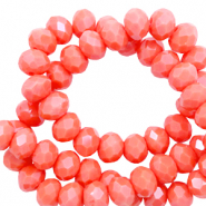 Top faceted beads 3x4mm disc Coral Red-Pearl Shine Coating