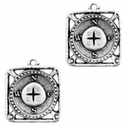 DQ European metal charms compass Antique Silver (nickel free)