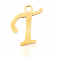Stainless steel charms initial T Gold