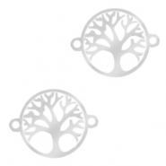 Stainless steel charms connector tree of life 13mm Silver