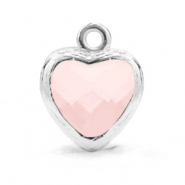 Crystal glass charms heart Rose Alabaster-Silver