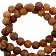 Natural stone beads Chalcedony (Quartz) 6mm matt Multicolour Dark Brown