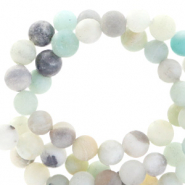 Natural stone beads Chalcedony (Quartz) 4mm matt Multicolour blue-grey
