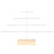 Jewellery display pyramide with wooden standard White-Natural