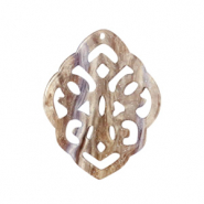 Resin pendants rhombus baroque Sugar Almond Taupe