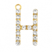 Metal rhinestone charms initial H Gold
