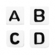 Acrylic letter beads mix White-Black