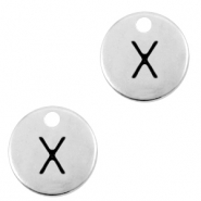 DQ European metal charms initial X Antique Silver (nickel free)