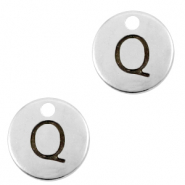 DQ European metal charms initial Q Antique Silver (nickel free)