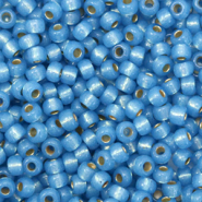 Miyuki seed beads 8/0 Duracoat Silverlined Dyed Aqua blue 8-4242