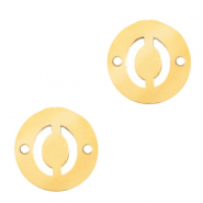 Stainless steel charms connector round 10mm initial coin O Gold