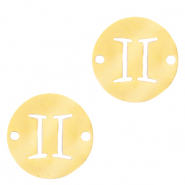 Stainless steel charms / connector zodiac sign Gemini Gold