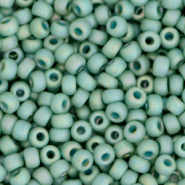 Miyuki seed beads 8/0 Opaque Glazed Frosted Rainbow Celadon Green 8-4701