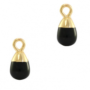 Natural stone charms Onyx drop Black-Gold