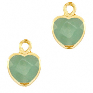 Natural stone charms heart Ocean Green-Gold