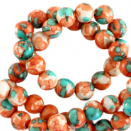 4 mm natural stone beads round  Orange-Turquoise