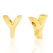 Stainless steel beads letter Y Gold