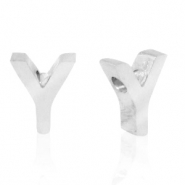 Stainless steel beads letter Y Silver