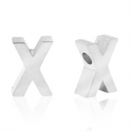 Stainless steel beads letter X Silver
