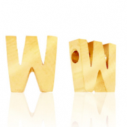 Stainless steel beads letter W Gold