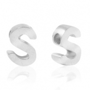 Stainless steel beads letter S Silver