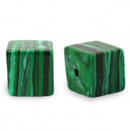 Natural stone beads square 4mm Green