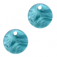 Resin pendants round 12mm Blue Atoll