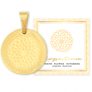 Stainless steel Mix & Match charms 15mm Birth flower November-Chrysant Gold