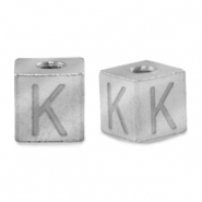 Stainless steel beads letter K Silver