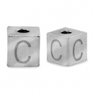 Stainless steel beads letter C Silver