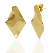 Stainless steel earrings/earpin rhombus with eye Gold