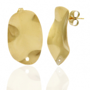 Stainless steel earrings/earpin oval with eye Gold