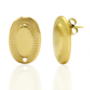 Stainless steel earrings/earpin oval with eye Gold