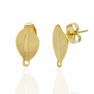 Stainless steel earrings/earpin oval with loop Gold
