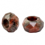 Natural stone beads Granite faceted polished Coral Red