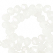 Top faceted beads 4x3mm disc Daisy White-Pearl Shine Coating
