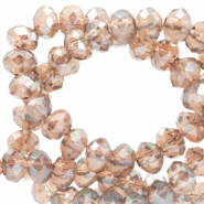 Top faceted beads 4x3mm disc Champagne Beige-Pearl Shine Coating