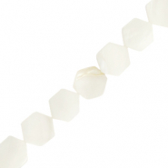 Shell beads hexagon White