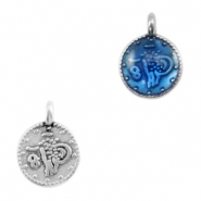 DQ European metal charms religious coin Antique Silver-Jeans Blue Transparent (nickel free)