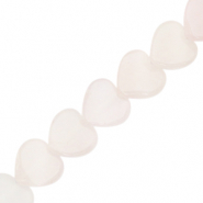 Natural stone beads heart Off White Pink